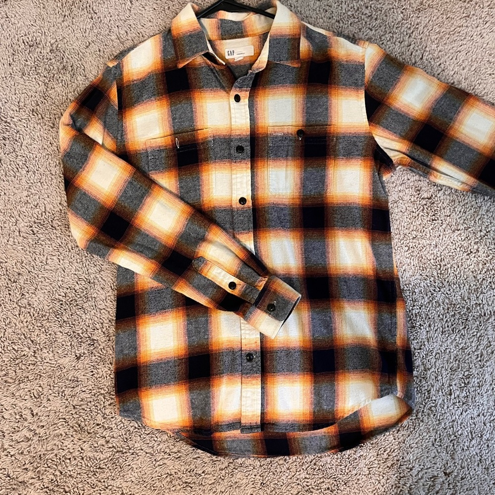 GAP Orange and Black Casual Button Down Shirt
